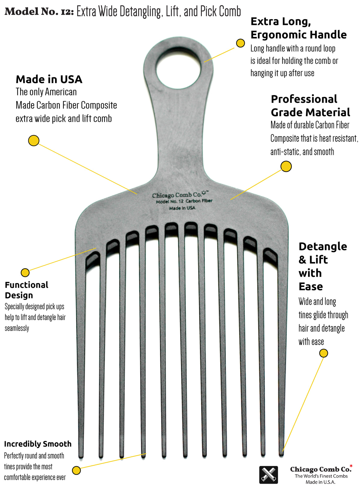 Carbon Fiber Model No. 12 (XL Wide + Long Pick)